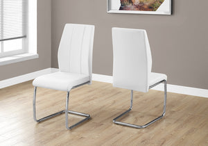 Two 77.5" Leather Look, Chrome Metal, and Foam Dining Chairs