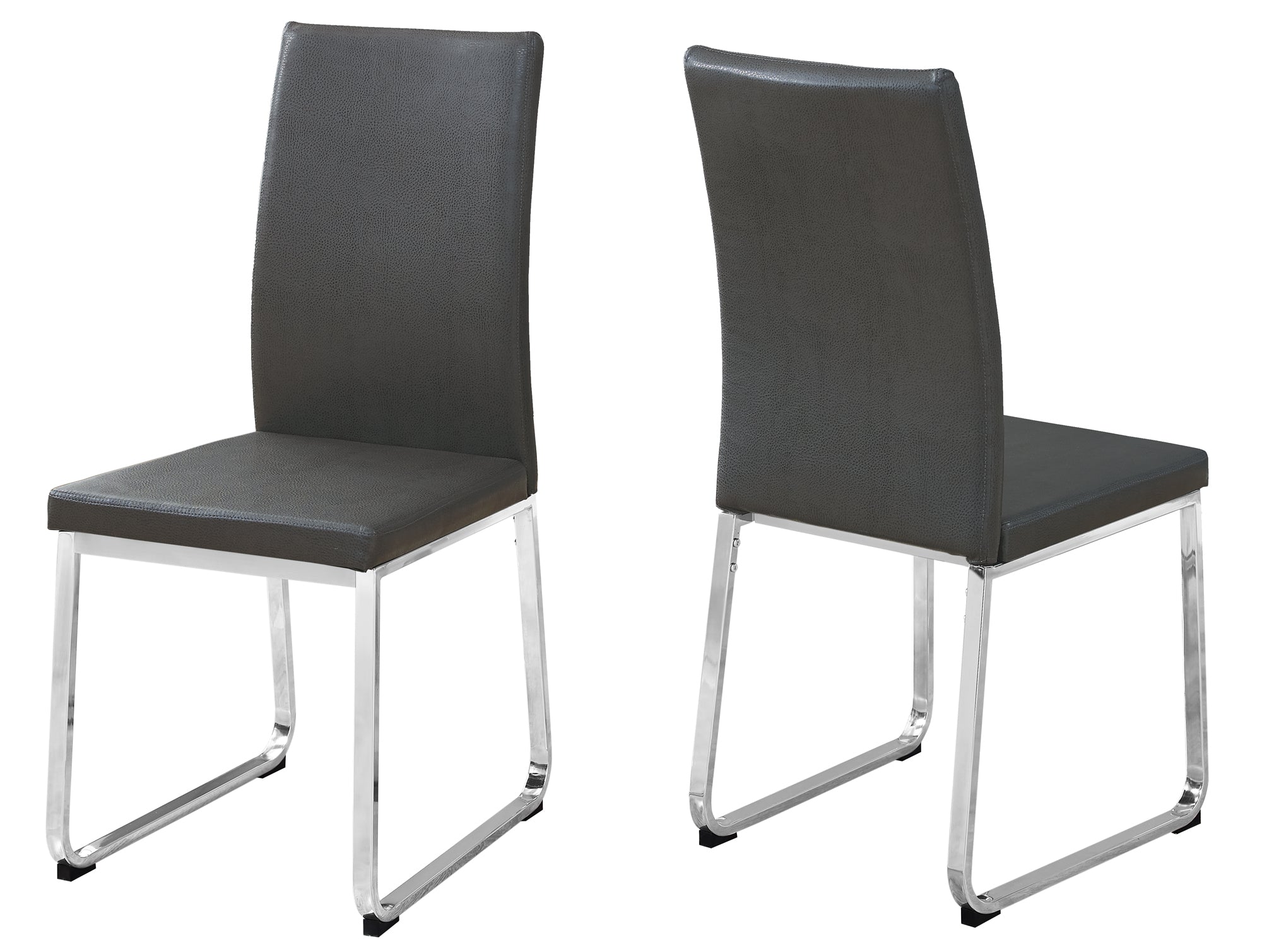 39.5" x 34" x 76" Grey, Foam, Metal, Leather-Look - Dining Chairs 2pcs