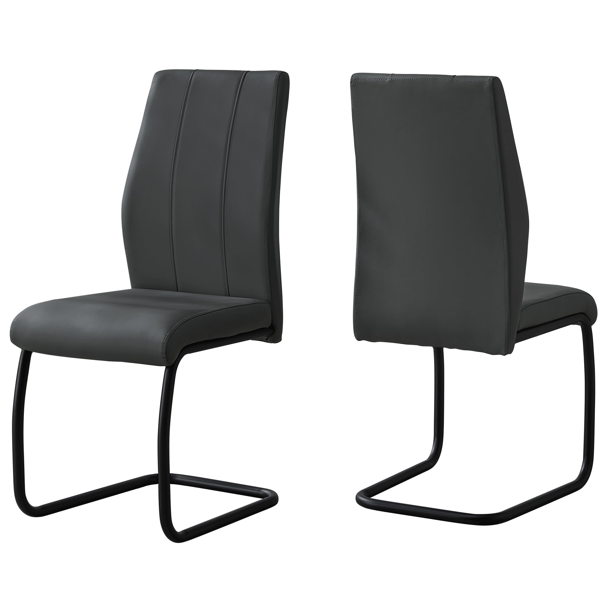40.5" x 34.5" x 77.5" Grey, Black, Foam, Metal, Leather-Look - Dining Chairs 2pcs