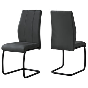 40.5" x 34.5" x 77.5" Grey, Black, Foam, Metal, Leather-Look - Dining Chairs 2pcs