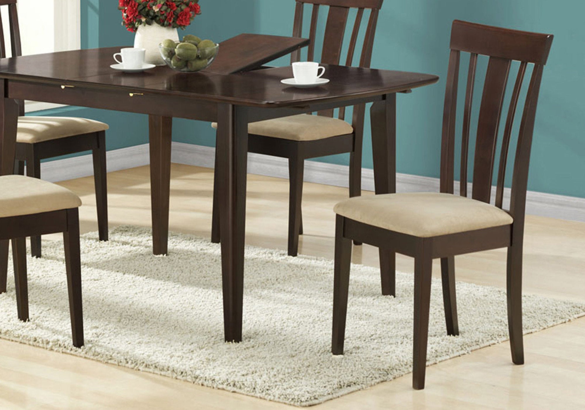 Two 38.25" Cappuccino MDF, Brown Microfiber, and Foam Dining Chairs