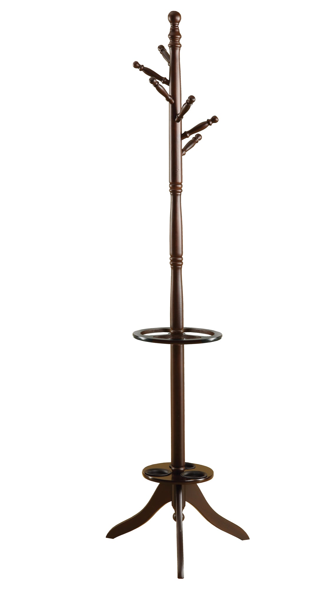 17" x 17" x 71" Cherry/Black, Solid Wood, Umbrella Holder - Coat Rack