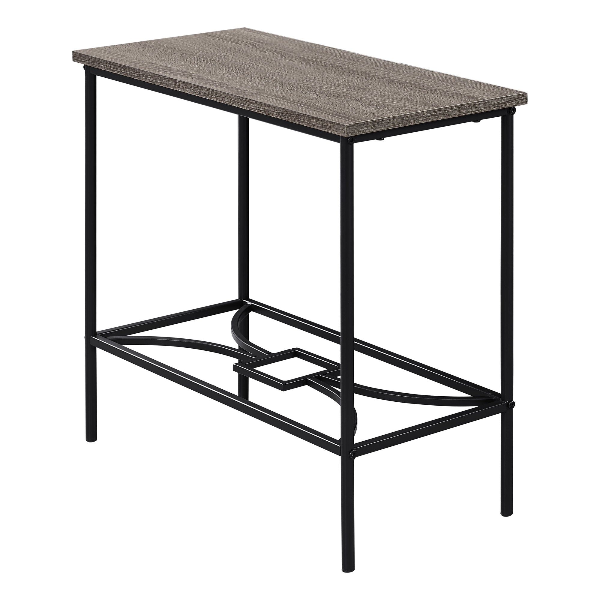 11.75" x 23.75" x 22" Dark Taupe, Black, Mdf, Metal - Accent Table