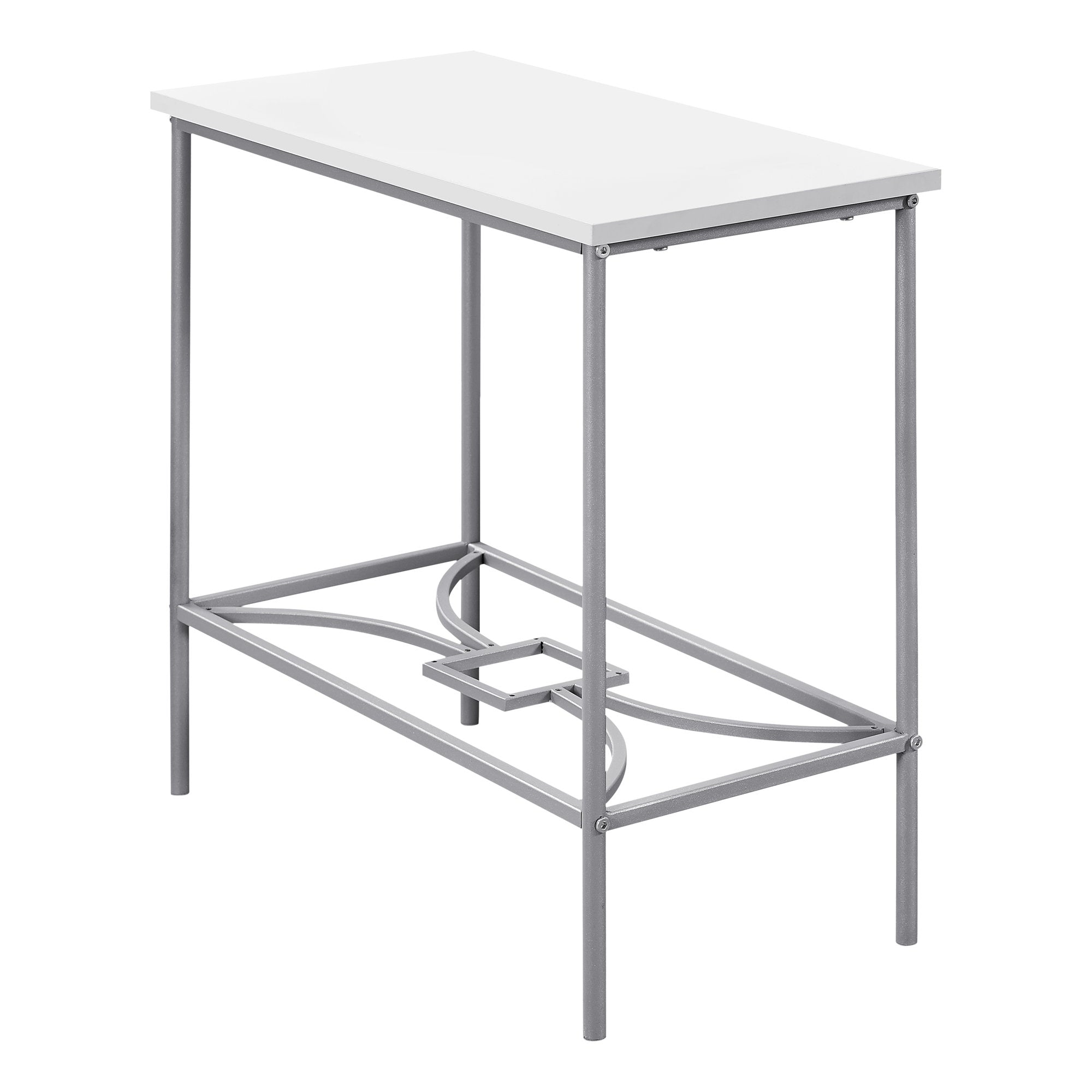 11.75" x 23.75" x 22" White, Silver, Mdf, Metal - Accent Table