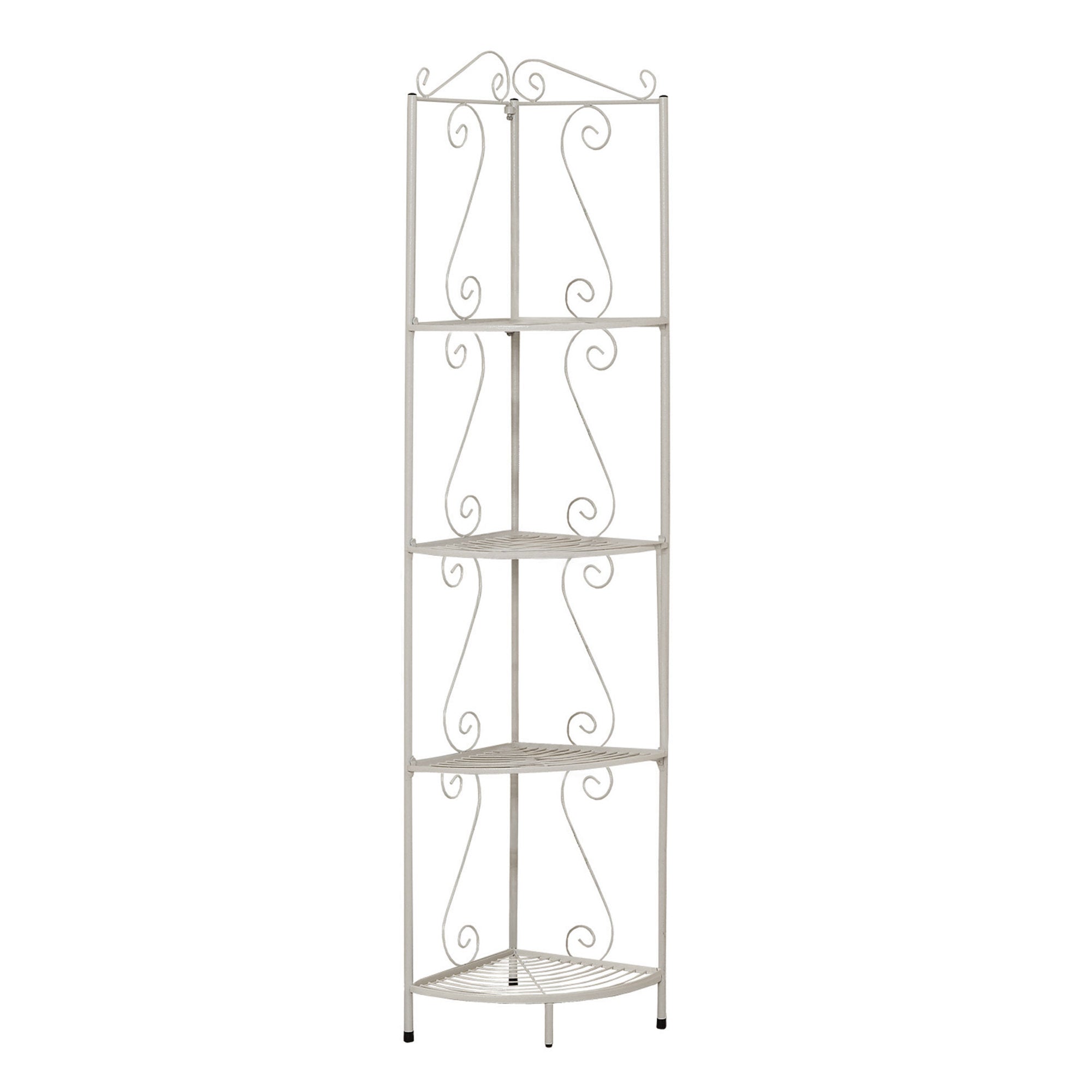 15" x 22.5" x 70" White, Metal, Corner Shelf - Bookcase