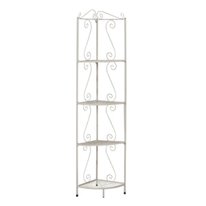 15" x 22.5" x 70" White, Metal, Corner Shelf - Bookcase