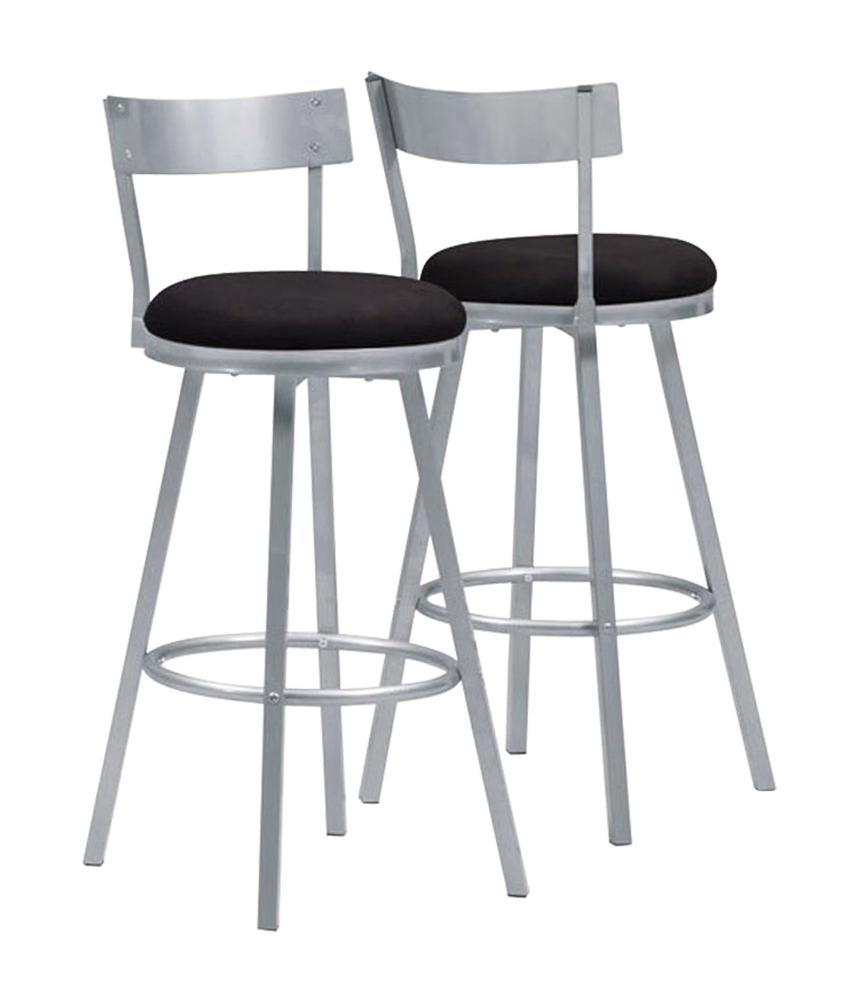 38" x 38" x 86" Silver, Black, Metal, Foam, Micro-Suede - Barstool 2pcs