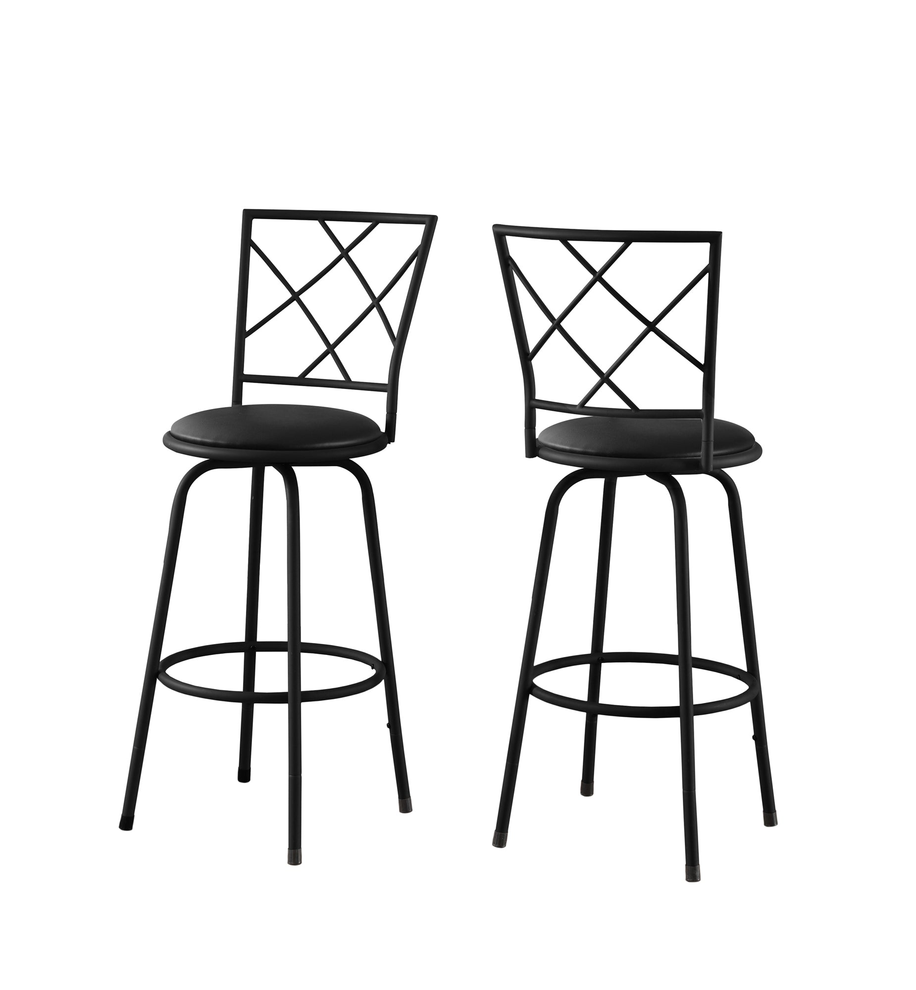 32" x 32" x 88" Black, Metal, Foam, Leather-Look - Barstool 2pcs