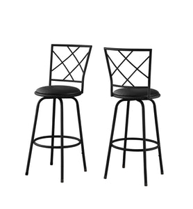 32" x 32" x 88" Black, Metal, Foam, Leather-Look - Barstool 2pcs