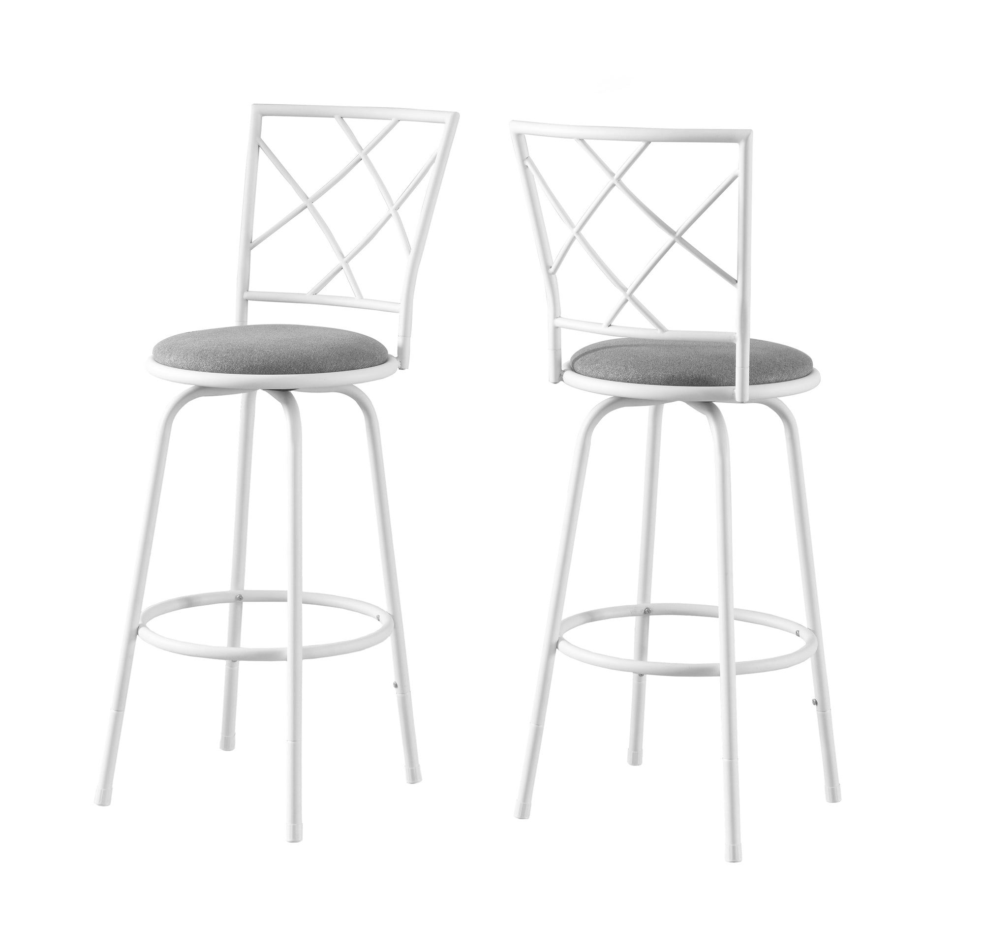 32" x 32" x 88" White, Grey, Metal, Foam, Cotton, Linen - Barstool 2pcs