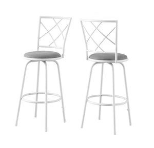 32" x 32" x 88" White, Grey, Metal, Foam, Cotton, Linen - Barstool 2pcs