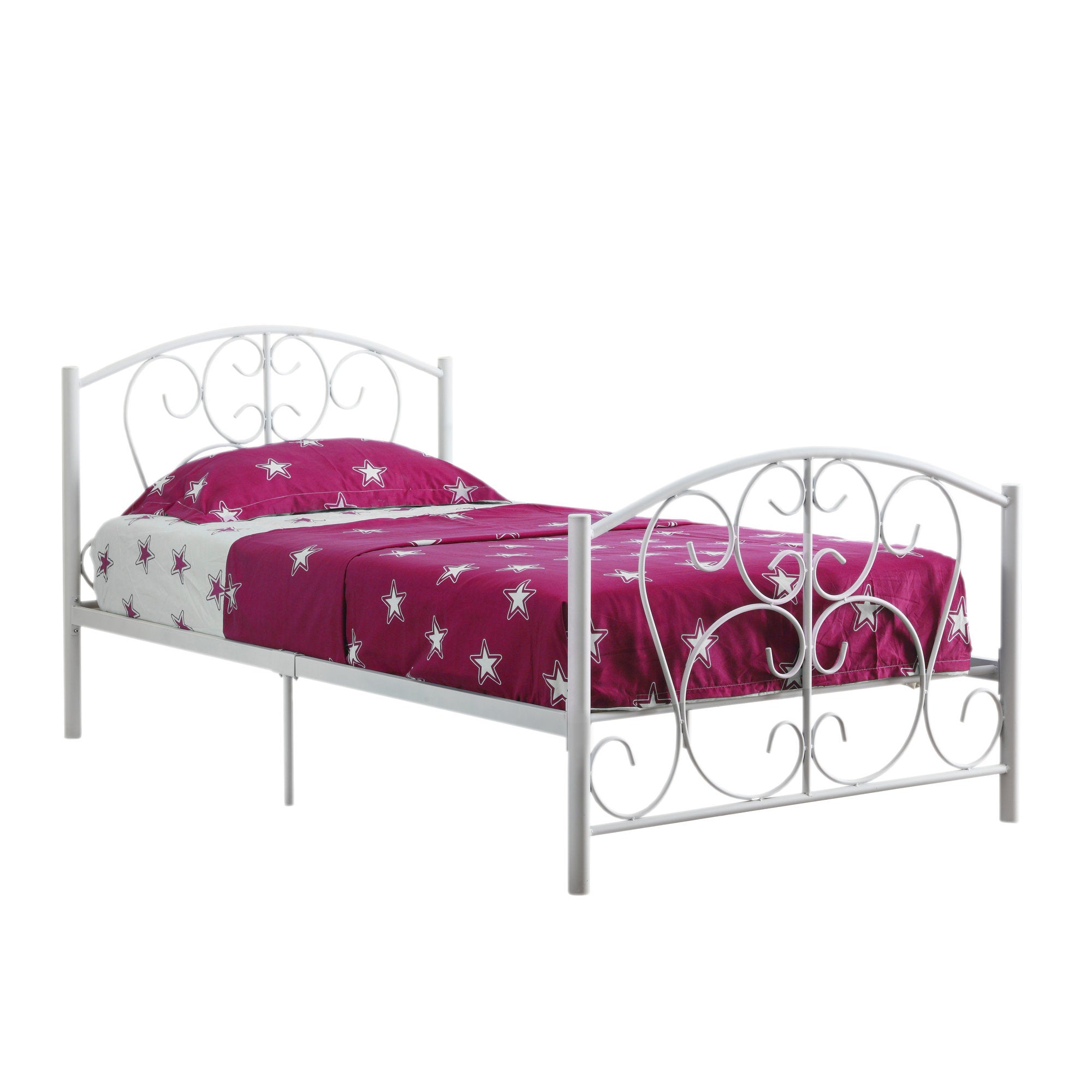 78" x 41" x 37" White, Metal - Twin Size Bed