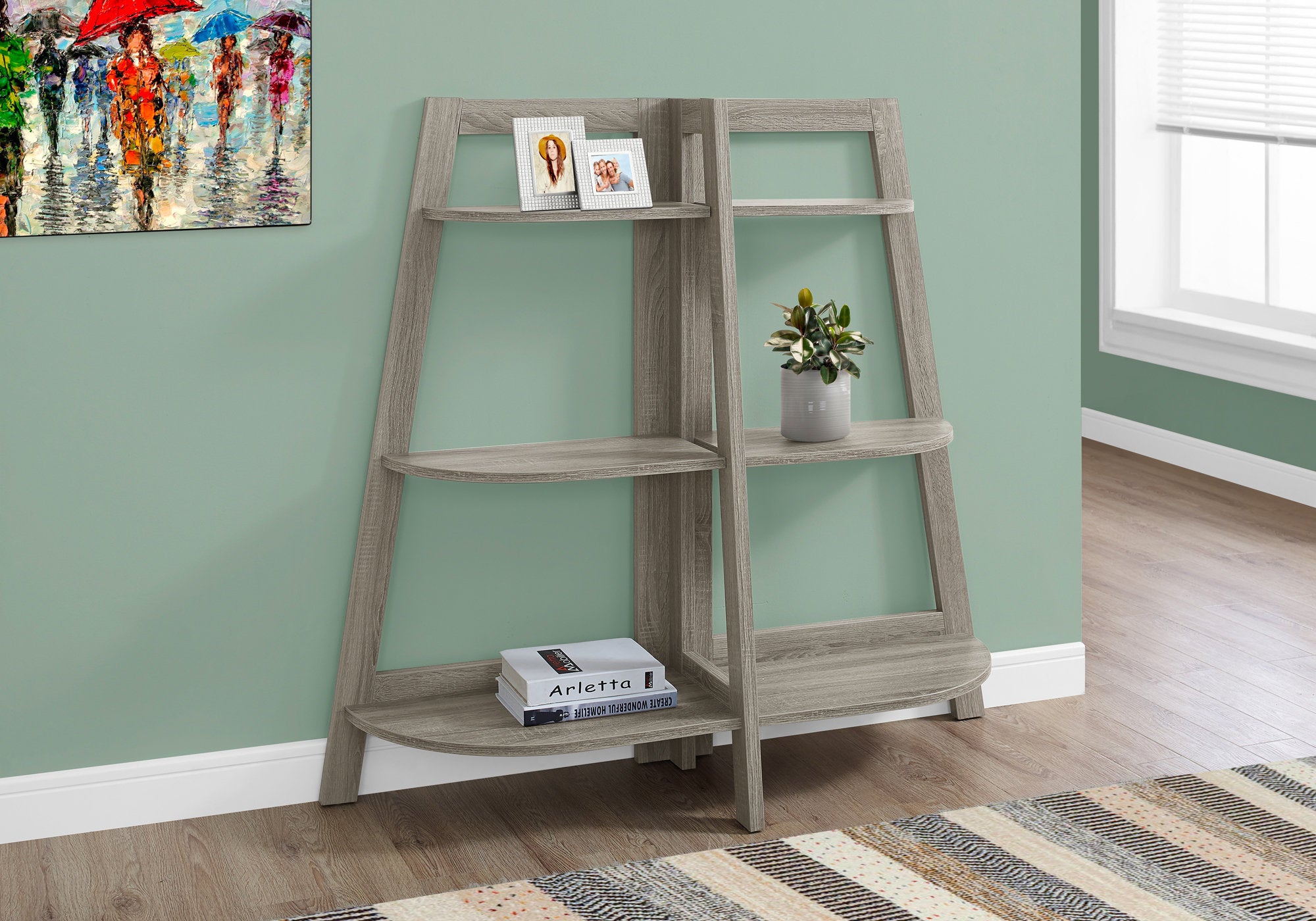 BOOKCASE - 48"H / DARK TAUPE ACCENT ETAGERE