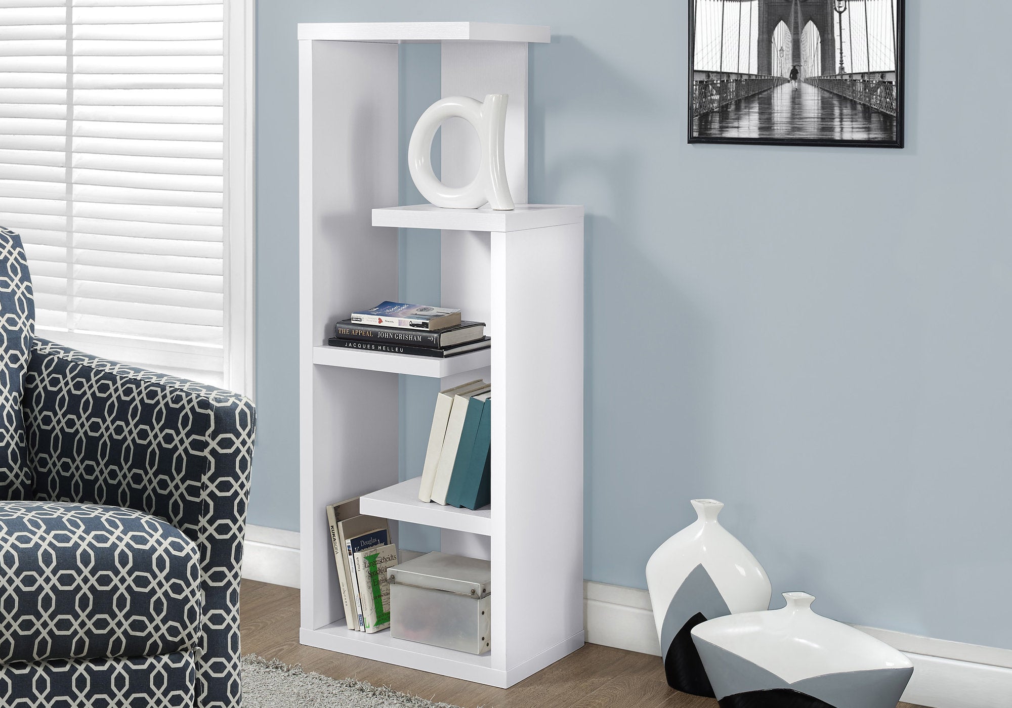 BOOKCASE - 48"H / WHITE ACCENT DISPLAY UNIT