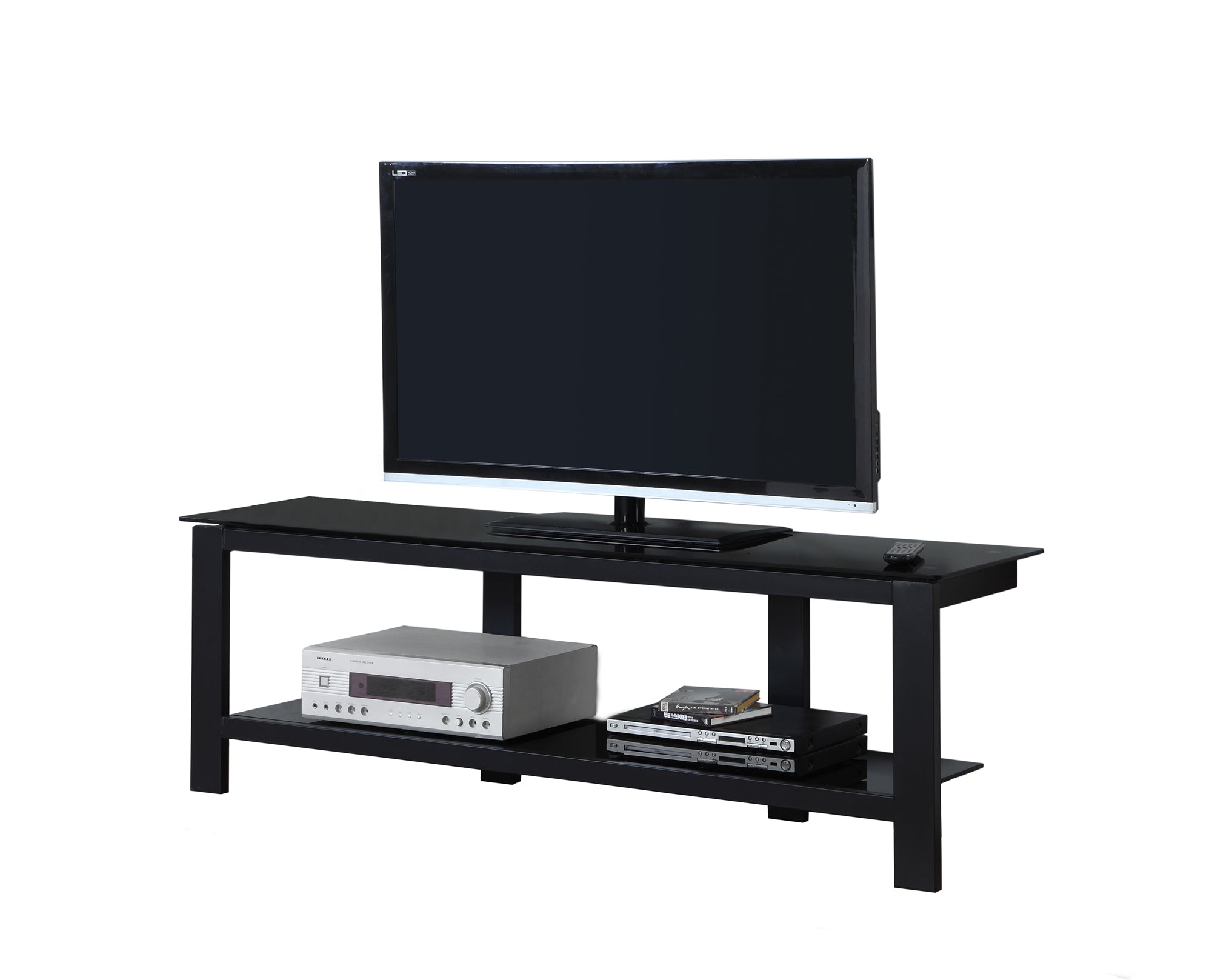 16.25" x 60" x 20" Black, Tempered Glass, Metal - TV Stand