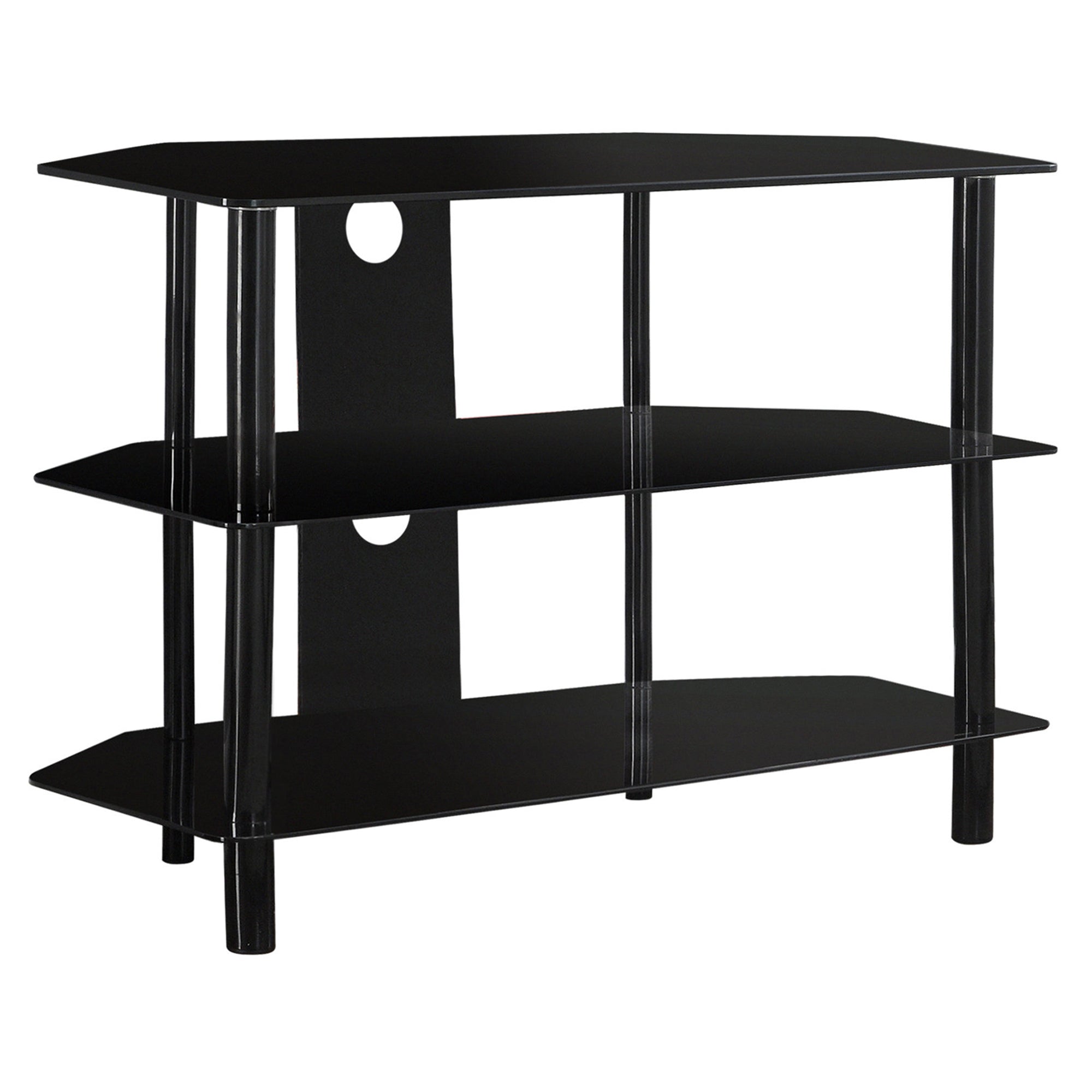 15.75" x 35.75" x 24" Black, Metal, Tempered Glass - TV Stand