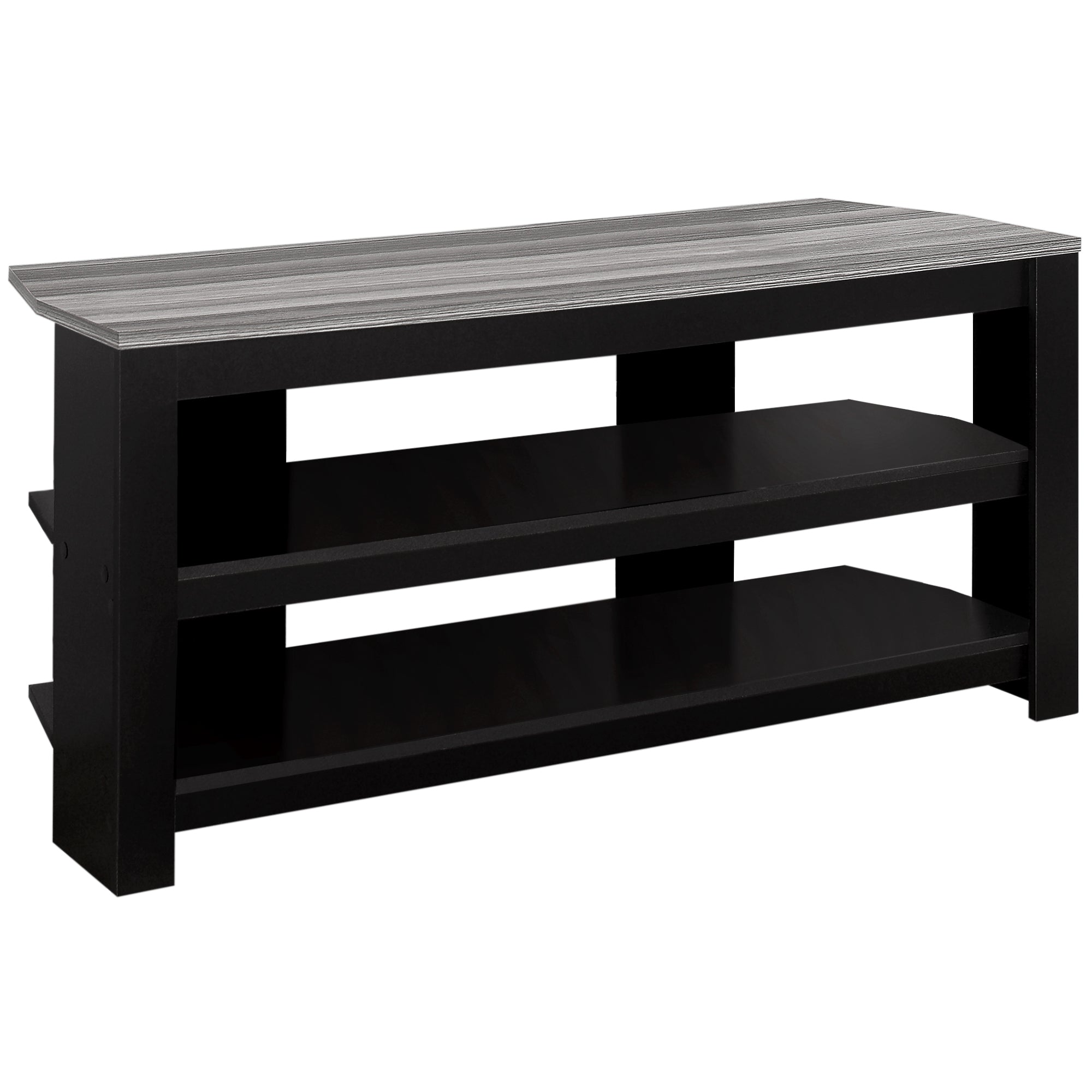 15.5" x 42" x 19.75" Black, Grey, Particle Board, Laminate - TV Stand