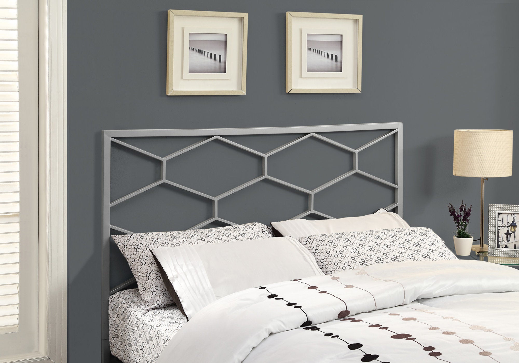 1" x 59.75" x 47" Silver, Queen or Full size - Headboard/FootBoard