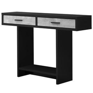 12.25" x 47.25" x 32" Black, Grey, Particle Board, Hollow-Core - Accent Table with 2 Drawers