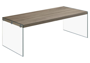 22" x 44" x 16" Dark Taupe, Tempered Glass - Coffee Table