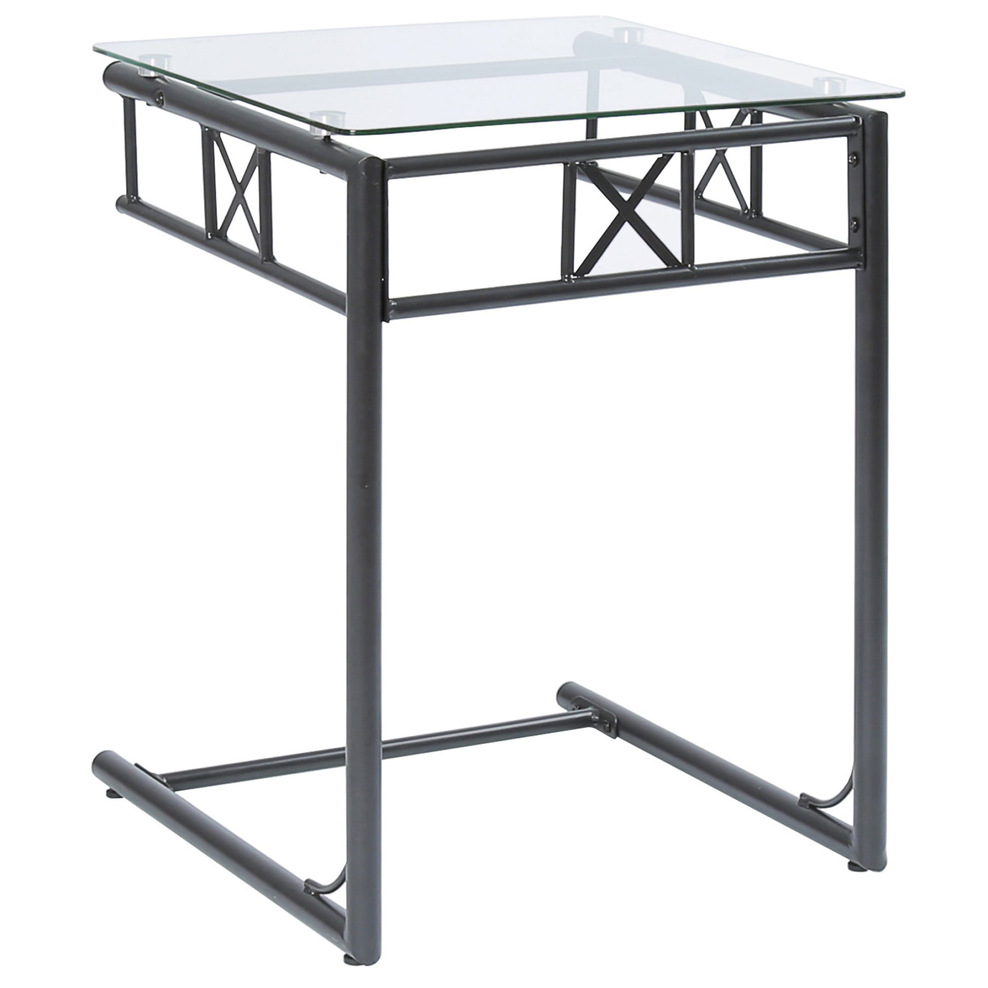 18" x 18" x 24" Black, Clear, Tempered Glass, Metal - Accent Table