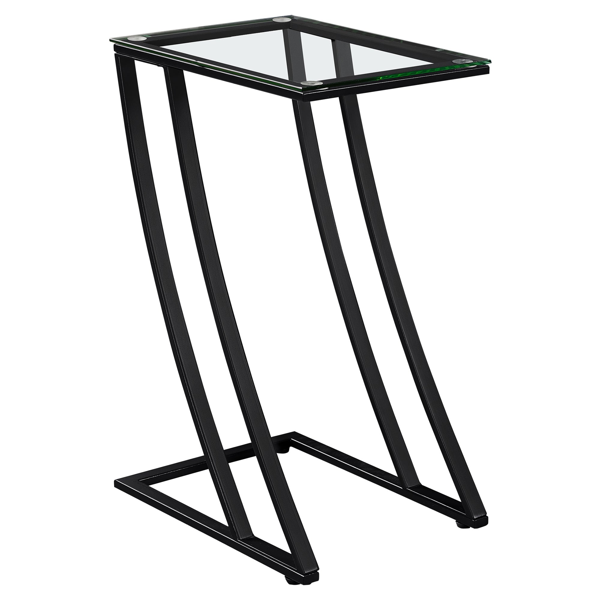 15.75" x 12" x 24" Black, Clear, Metal, Tempered Glass - Accent Table