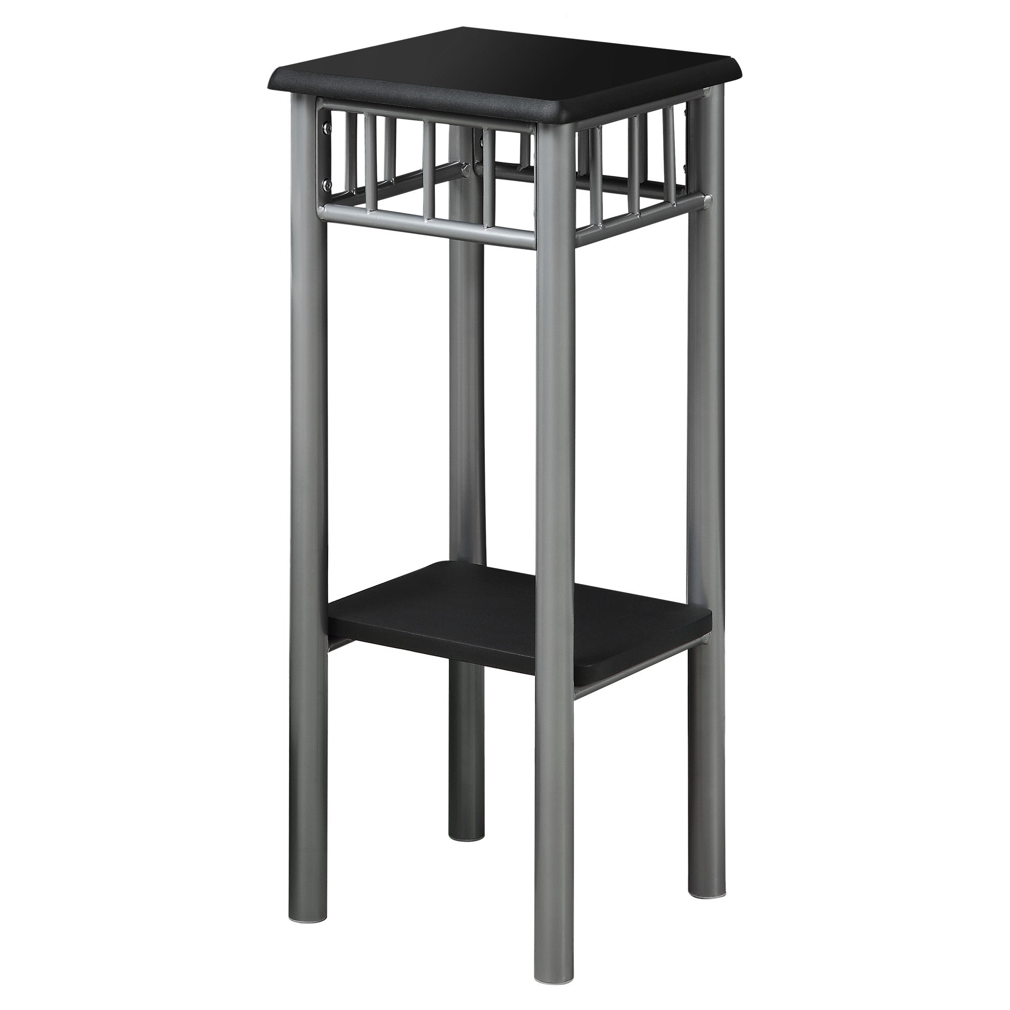 12" x 12" x 28" Black, Silver, Mdf, Metal - Accent Table