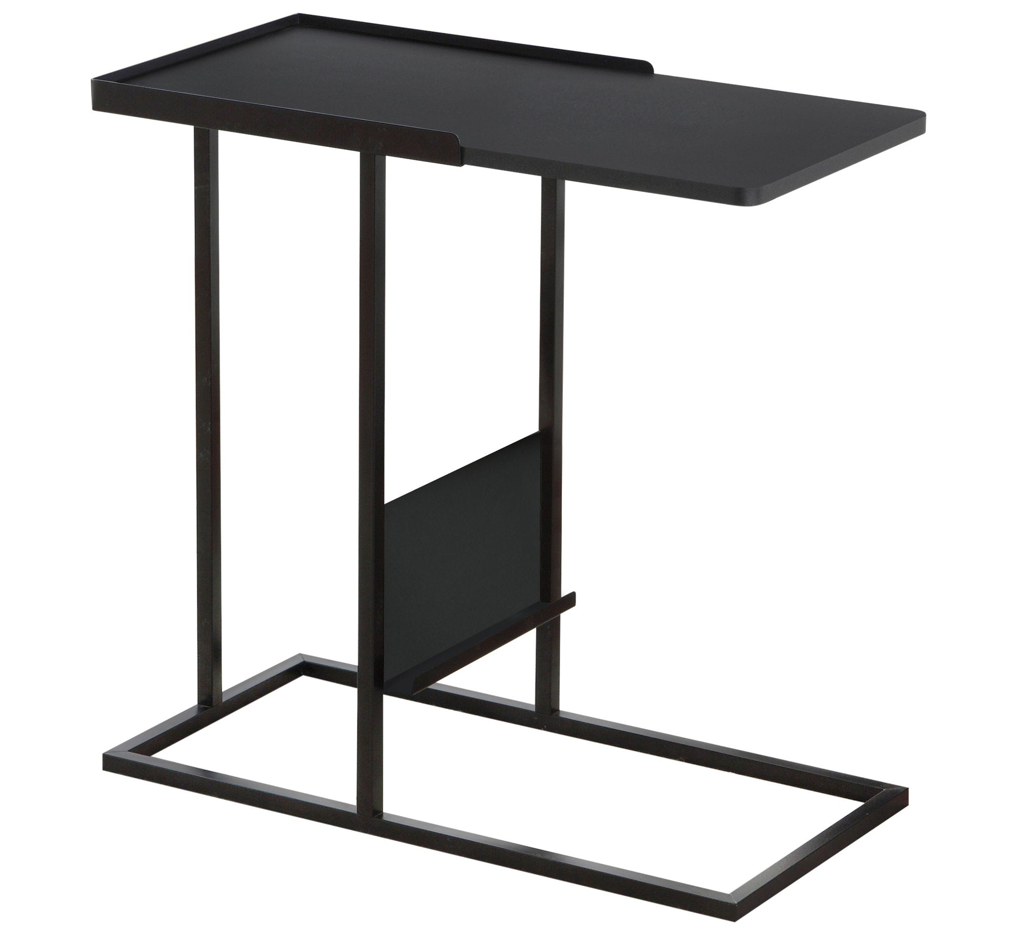 23.75" x 12" x 23.75" Black, Metal, Mdf - Accent Table with Magazine Rack