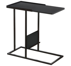 23.75" x 12" x 23.75" Black, Metal, Mdf - Accent Table with Magazine Rack