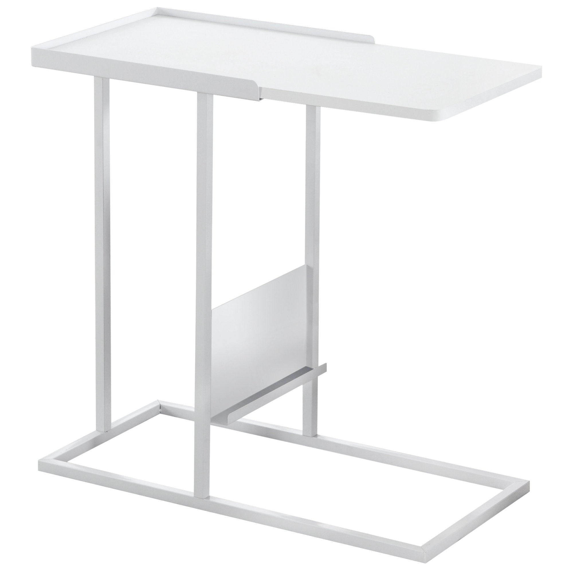 23.75" x 12" x 23.75" White, Metal, Mdf - Accent Table with Magazine Rack