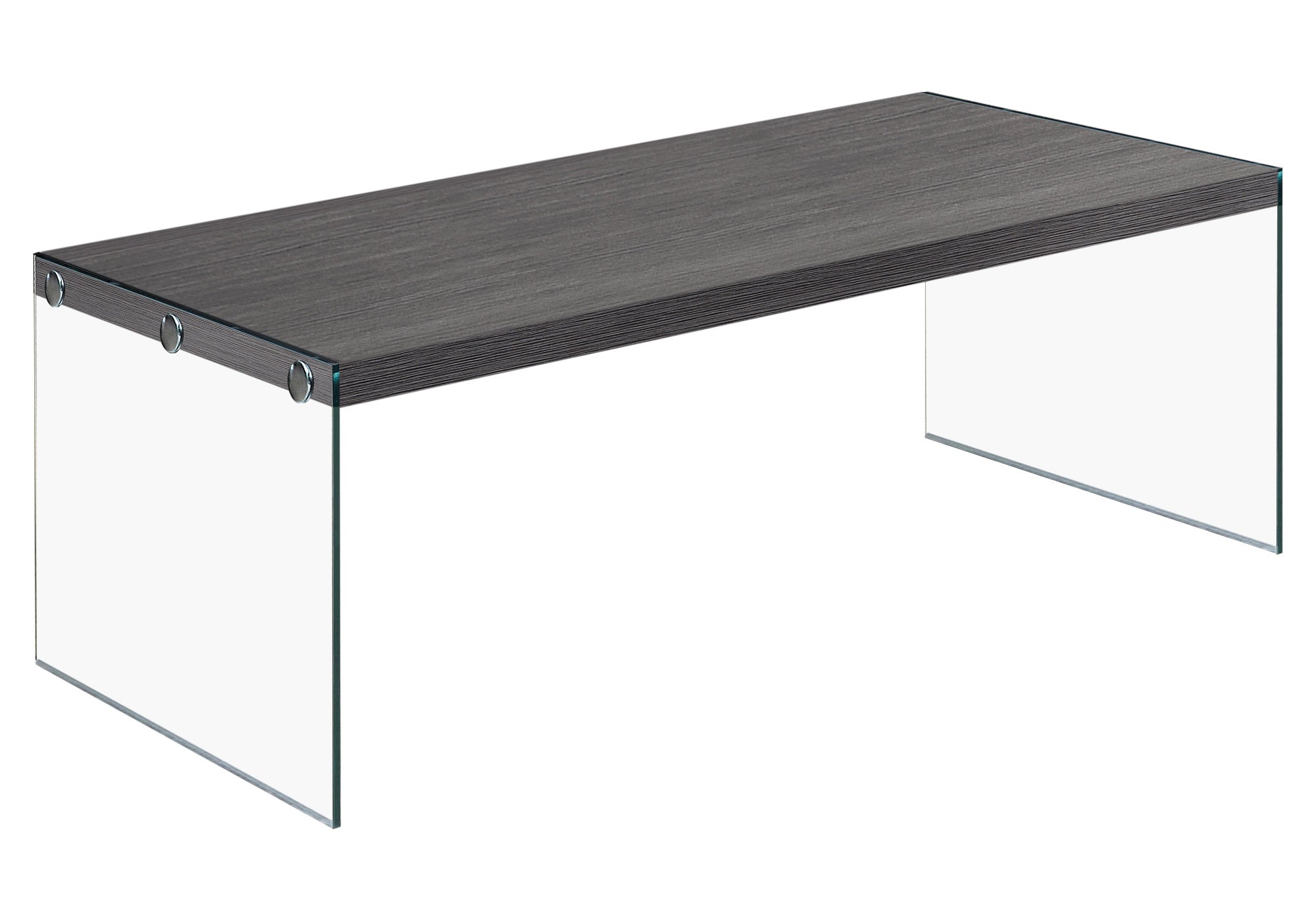 22" x 44" x 16" Grey, Tempered Glass - Coffee Table