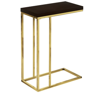 18.25" x 10.25" x 25.25" Cappuccino/Gold, Particle Board, Metal - Accent Table