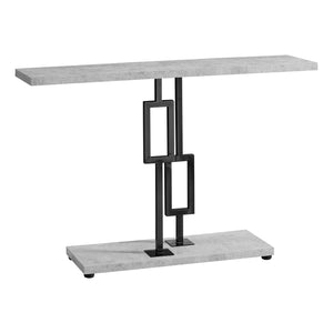 12" x 47.25" x 31" Grey Cement/Black Nickel Metel - Accent Table