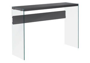 15.75" x 44" x 32" Grey, Clear, Particle Board, Tempered Glass - Accent Table