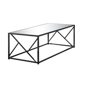 23.75" x 47.25" x 17.5" Black, Metal, Glass, Particle Board - Coffee Table with a Mirror Top