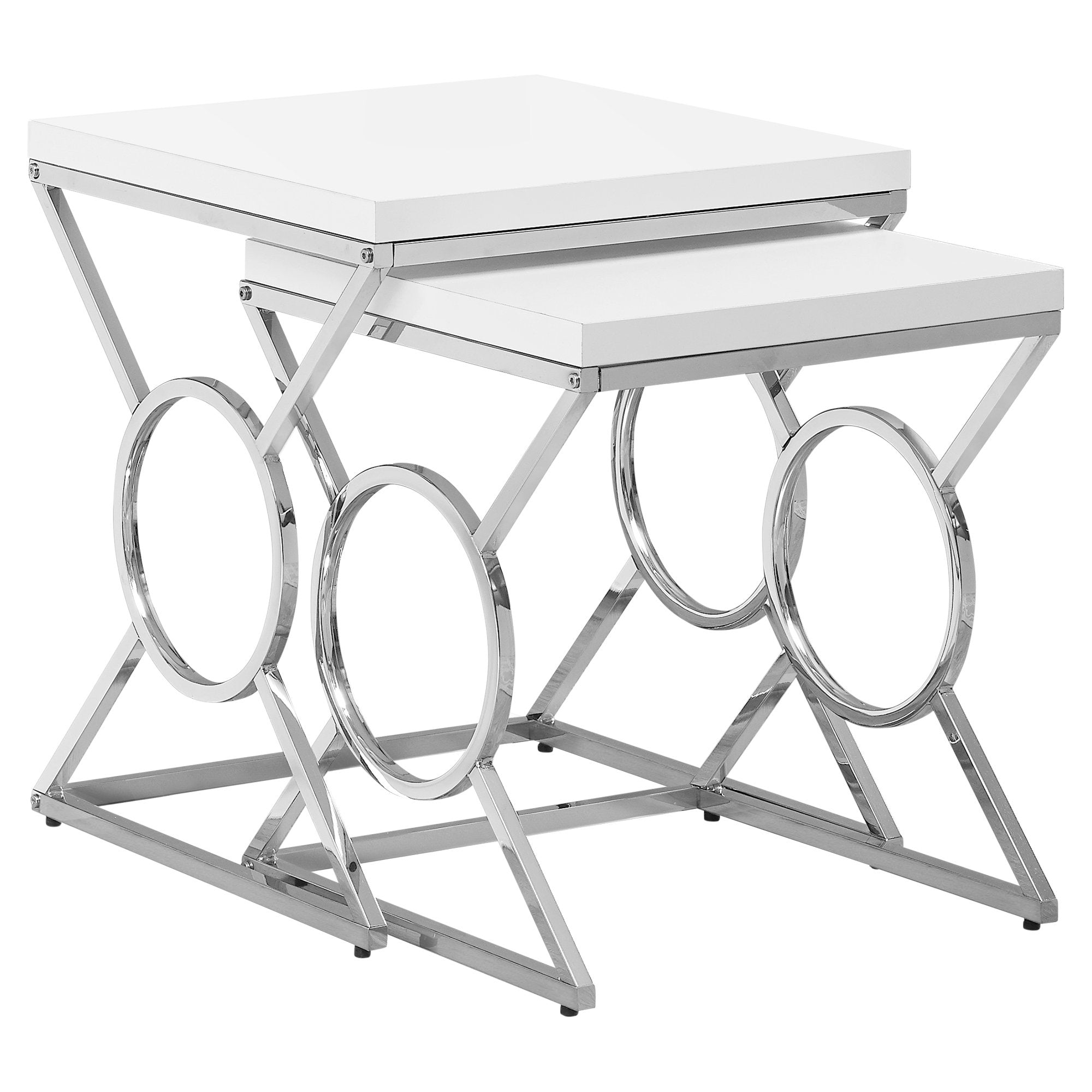 37.25" x 37.25" x 43" White, Metal - 2pcs Nesting Table Set