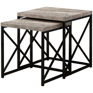 37.25" x 37.25" x 40.5" Taupe, Black, Particle Board, Metal - 2pcs Nesting Table Set