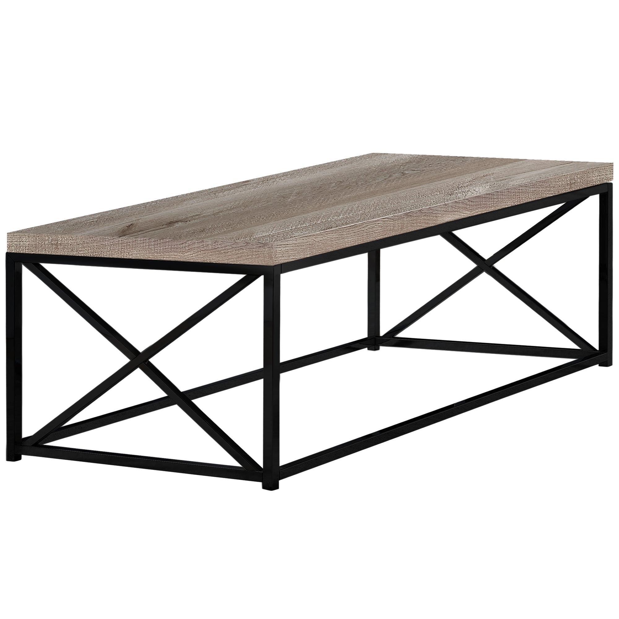 22" x 44" x 17" Taupe, Black, Particle Board, Metal - Coffee Table