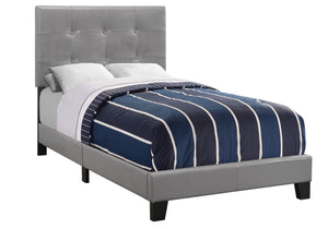 43" x 80.25" x 45.75" Grey, Foam, Solid Wood, Leather-Look - Twin Size Bed