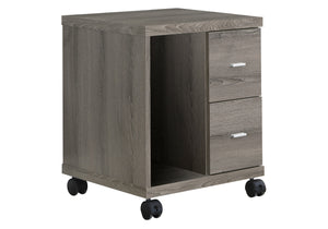 17.75" x 17.75" x 23" Dark Taupe, Particle Board, Hollow-Core, 2 Drawers - Office Cabinet