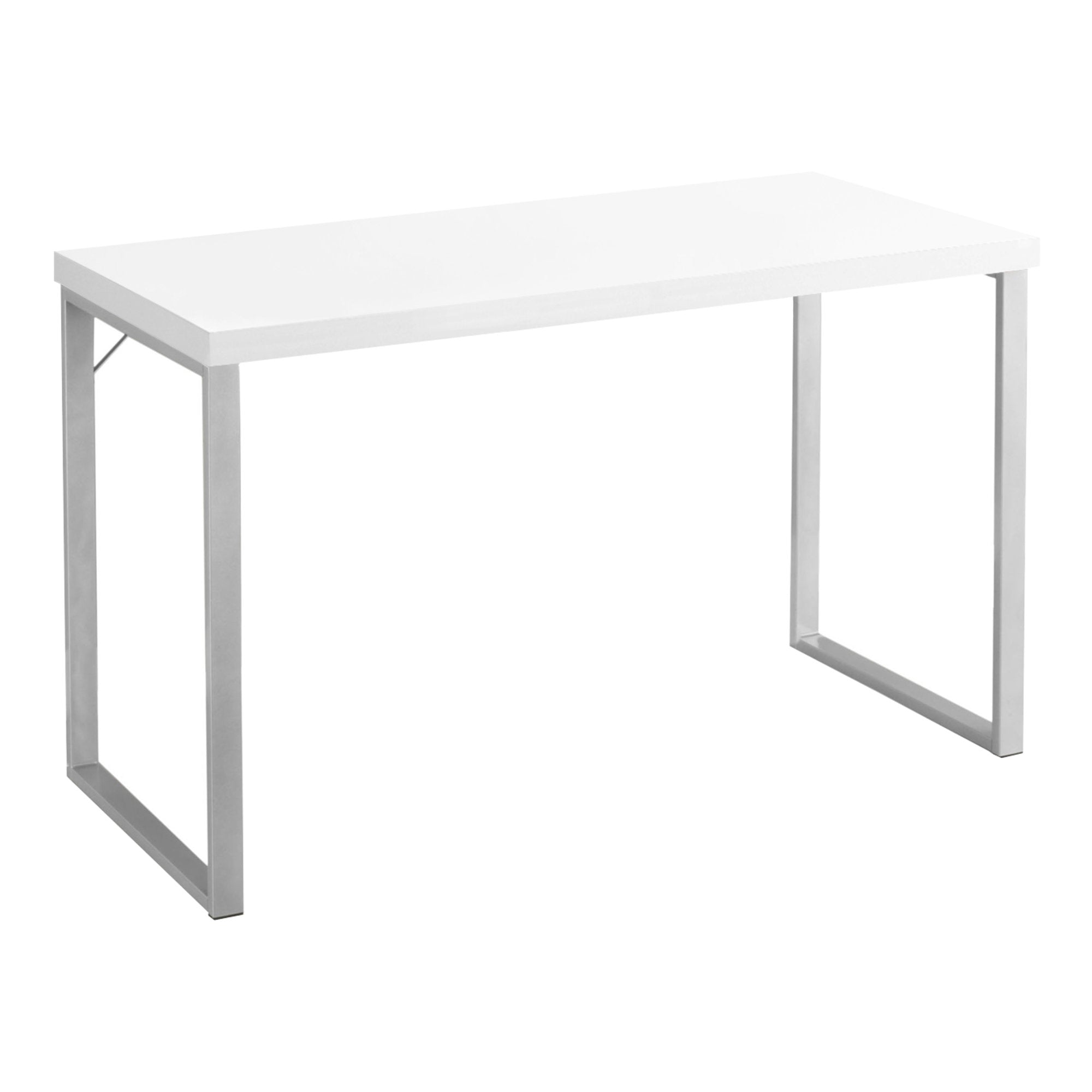 23.75" x 47.25" x 30" White, Silver, Particle Board, Hollow-Core, Metal - Computer Desk