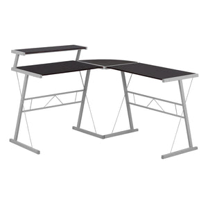 18.25" x 48.25" x 36.75" Cappuccino, Silver, Metal - Computer Desk