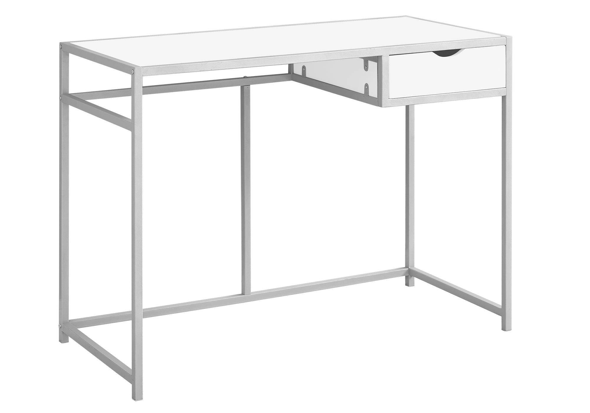 20" x 42.25" x 30" White, Silver, Mdf, Metal - Computer Desk