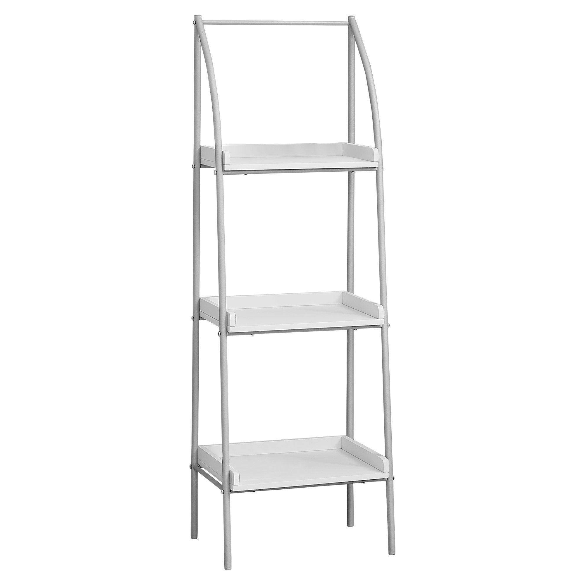 12" x 16" x 48" White, Silver, Mdf, Metal - Bookshelf