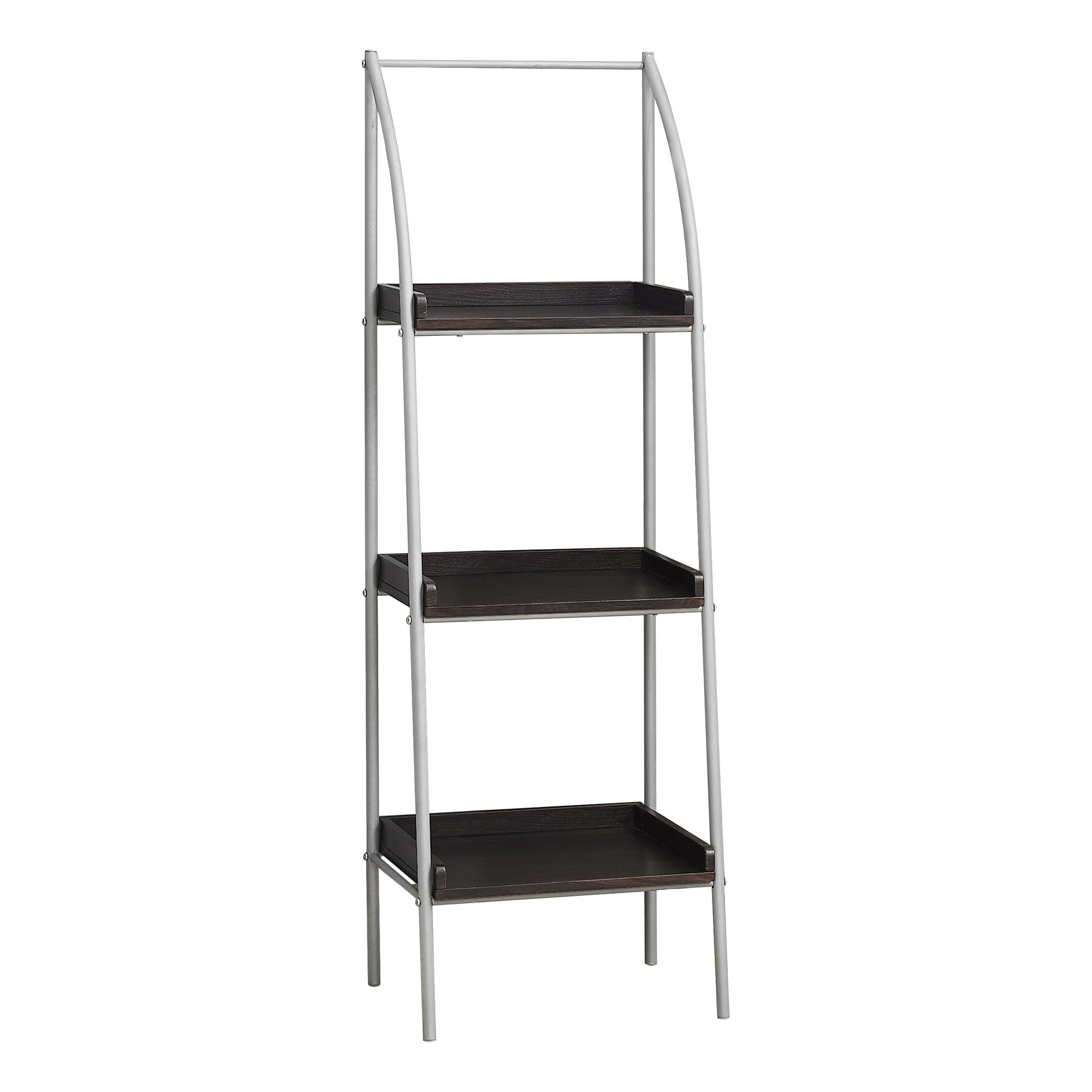 12" x 16" x 48" Cappuccino, Silver, Mdf, Metal - Bookshelf