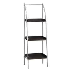 12" x 16" x 48" Cappuccino, Silver, Mdf, Metal - Bookshelf