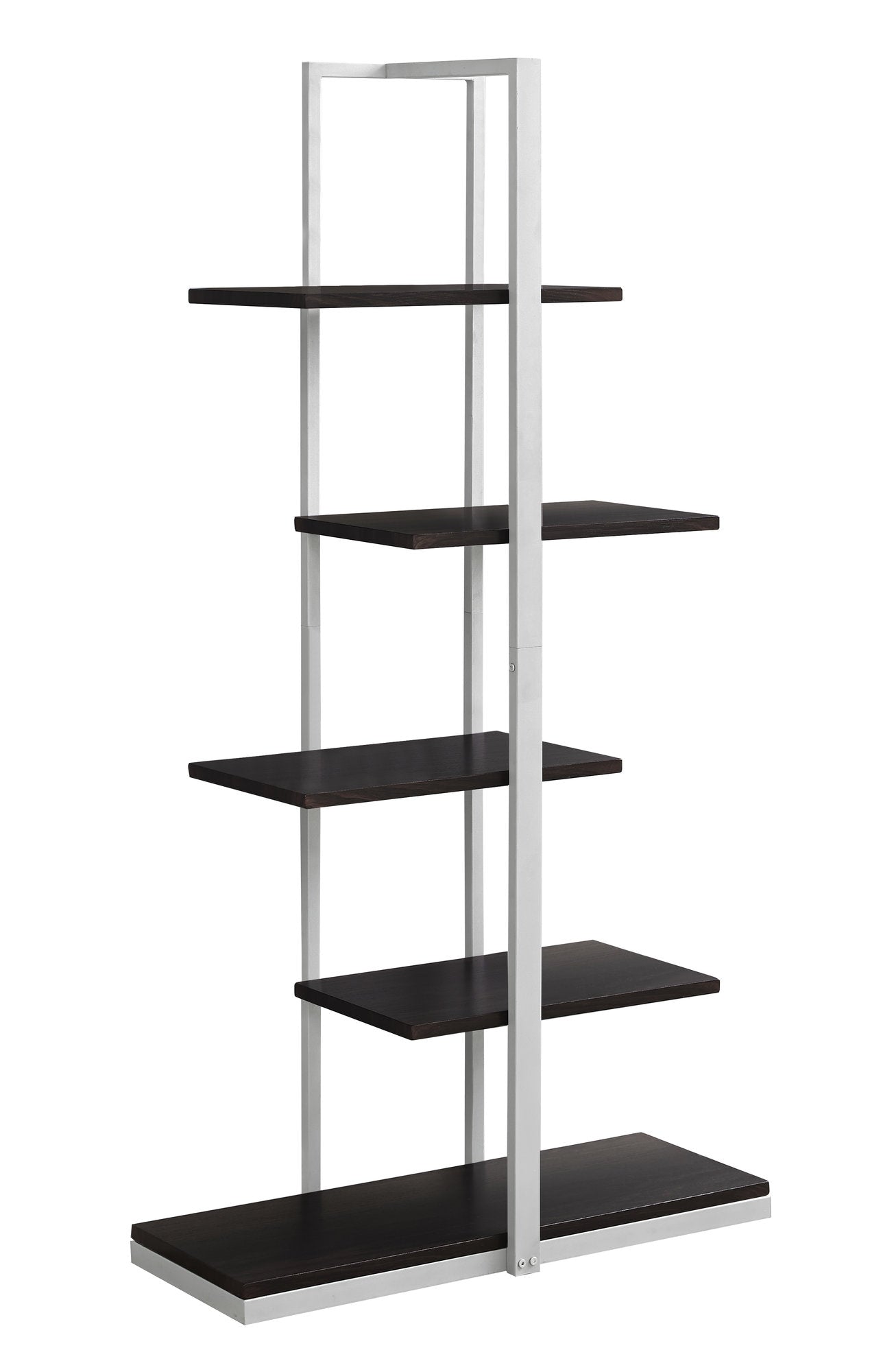 13" x 32" x 60" Cappuccino, Silver, Mdf, Metal - Bookshelf