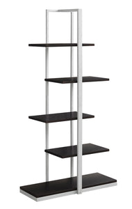 13" x 32" x 60" Cappuccino, Silver, Mdf, Metal - Bookshelf