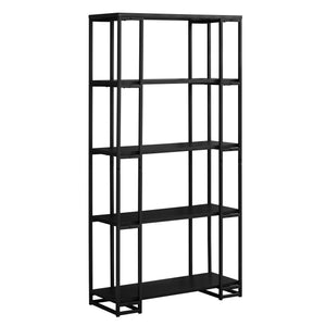 12.5" x 32" x 62" Black, Mdf, Metal - Bookcase