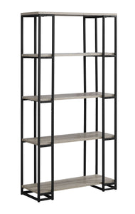 12.5" x 32" x 62" Dark Taupe, Black, Mdf, Metal - Bookcase